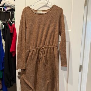 Brown Long Sleeve Knit Dress